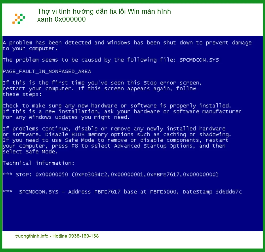 Fix lỗi màn hình xanh 0x000000: Thợ hướng dẫn - Sửa tại nhà