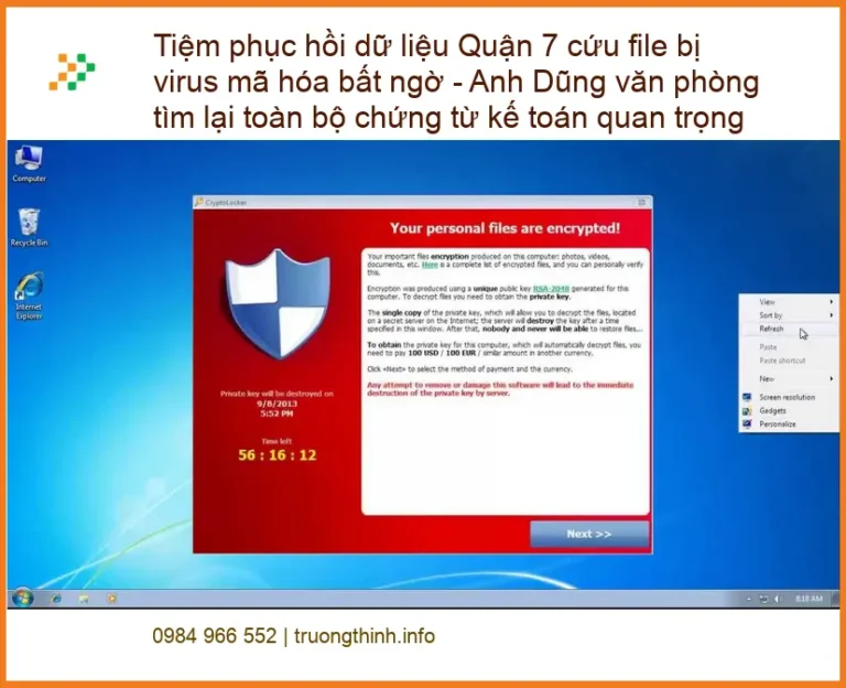 Khôi Phục Dữ Liệu Tiệm Quận 7 bị virus mã hóa - Cứu file tận nơi lấy liền
