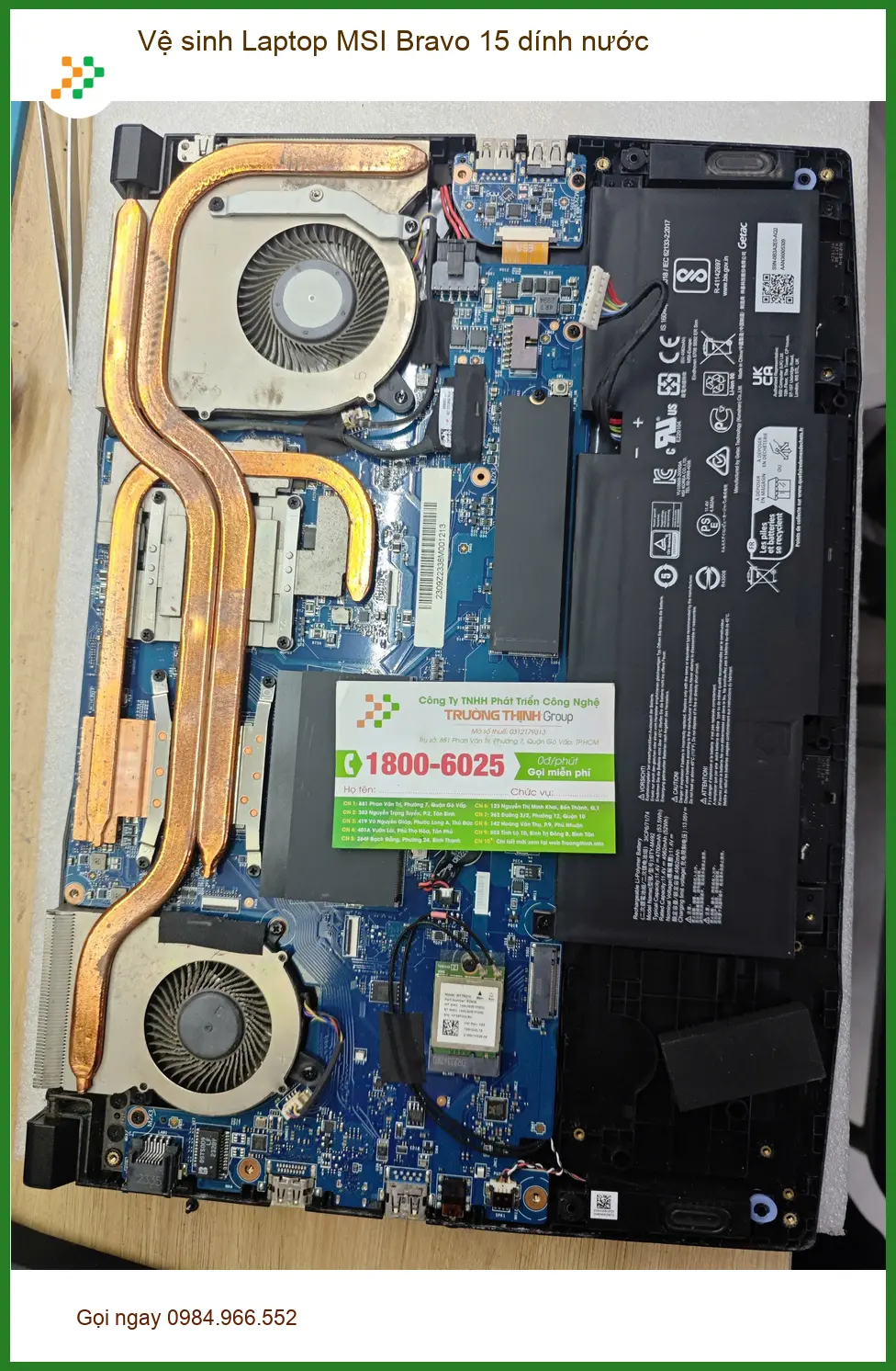 Chị Thanh tìm địa điểm vệ sinh Laptop MSI Bravo 15 dính nước Quận 12 lấy ngay ảnh thực tế 1