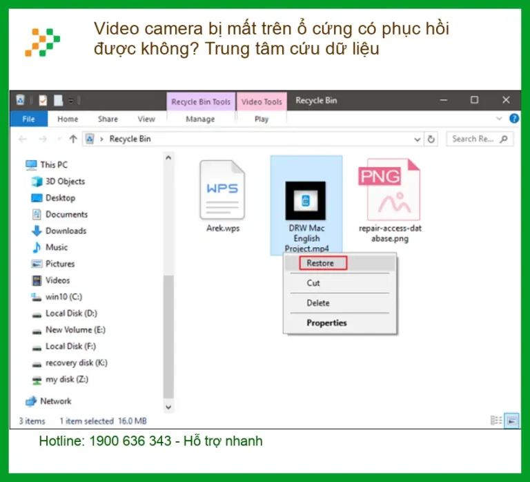 Khôi phục dữ liệu video camera ổ cứng - Cứu dữ liệu uy tín TPHCM