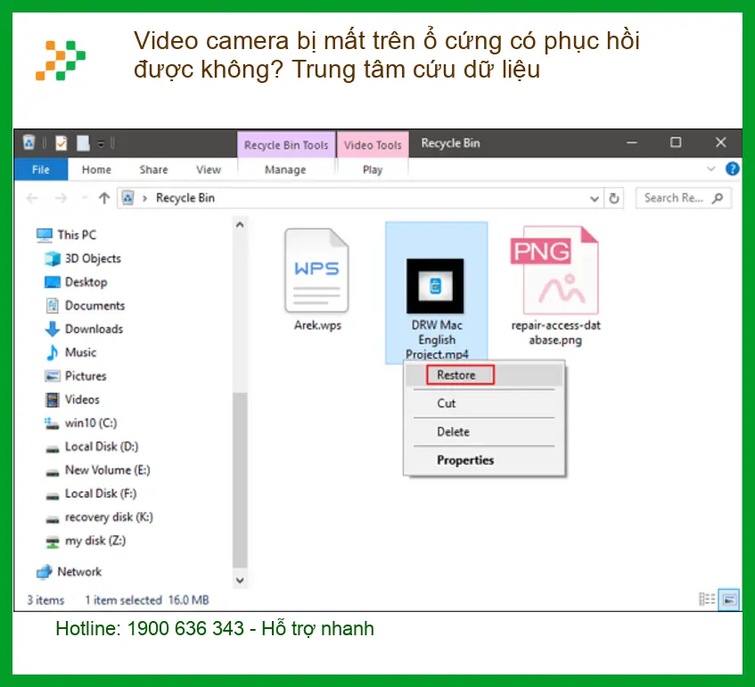Khôi phục dữ liệu video camera ổ cứng - Cứu dữ liệu uy tín TPHCM