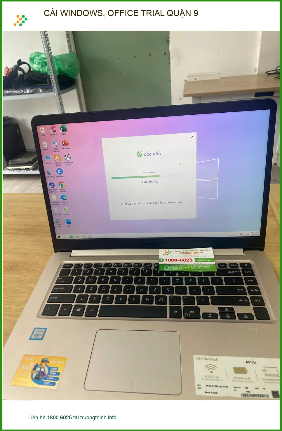 Chị Vân kế toán ở Quận 9 tìm cửa hàng cài Windows, Office Trial ảnh thực tế 1
