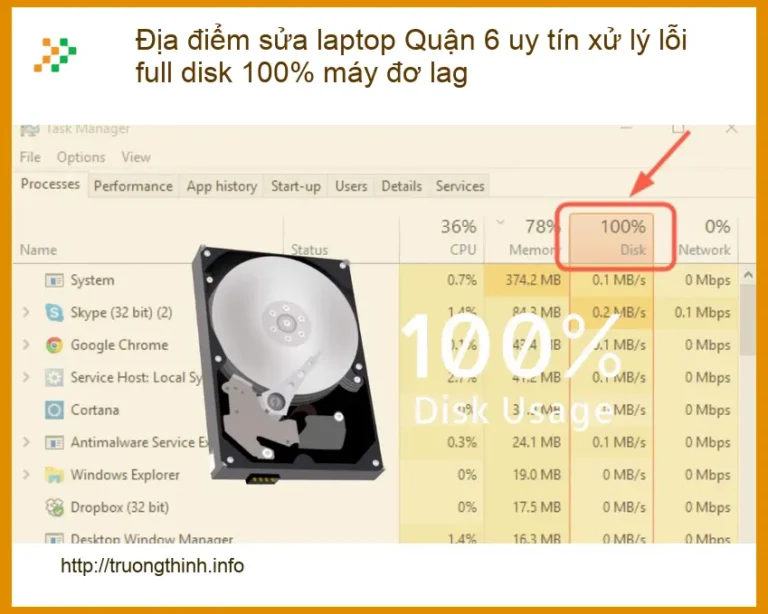 Sửa Laptop Quận 6 lỗi full disk 100% - Địa chỉ trung tâm hỗ trợ gần đây