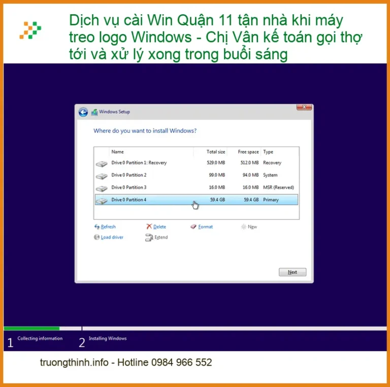 Cài Win Quận 11 tận nhà khi máy treo logo - Thợ xử lý nhanh trong ngày