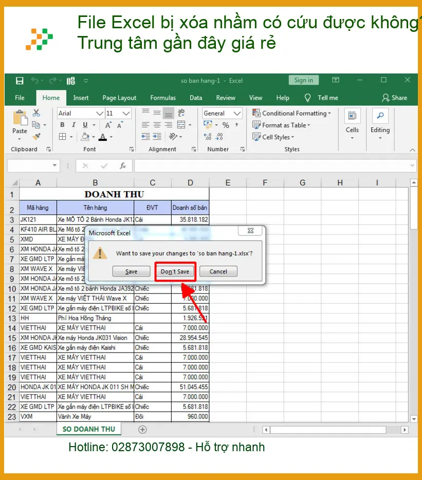 Khôi Phục Dữ Liệu Excel bị xóa nhầm có cứu được không? - Trung tâm uy tín TPHCM