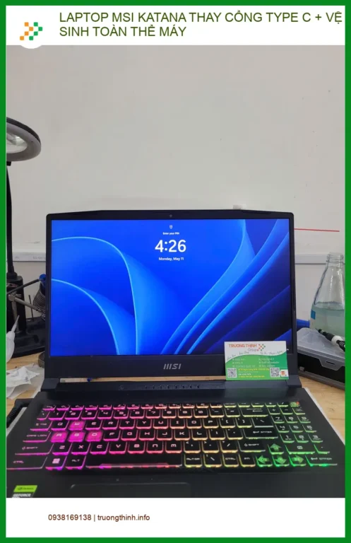 Chị Mai giảng viên review dịch vụ thay cổng Type C, vệ sinh Laptop MSI Katana Q.Phú Nhuận