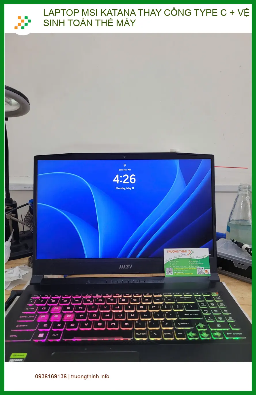 Chị Mai giảng viên review dịch vụ thay cổng Type C, vệ sinh Laptop MSI Katana Q.Phú Nhuận