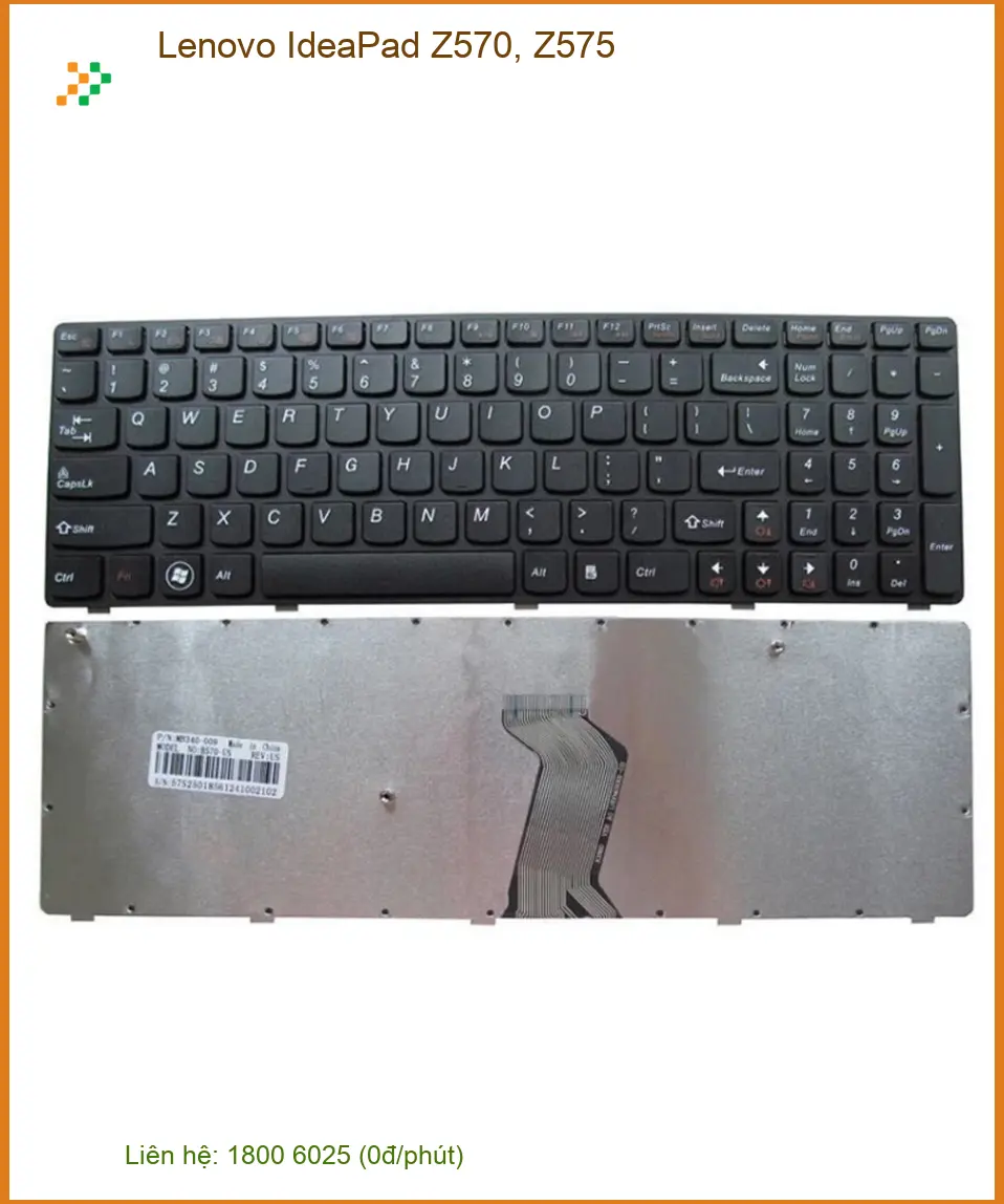 Bàn phím Laptop LENOVO IdeaPad Z570, Z575 - Thay Lấy Liền, Giá Tốt TPHCM