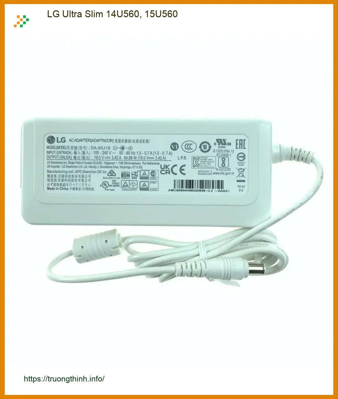 Sạc Laptop LG Ultra Slim 14U560, 15U560 - Cửa hàng TPHCM | Thay nhanh Giá rẻ