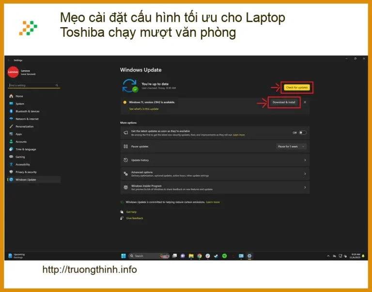 Sửa Laptop Mẹo cài đặt cấu hình tối ưu Toshiba - Hỗ trợ TPHCM