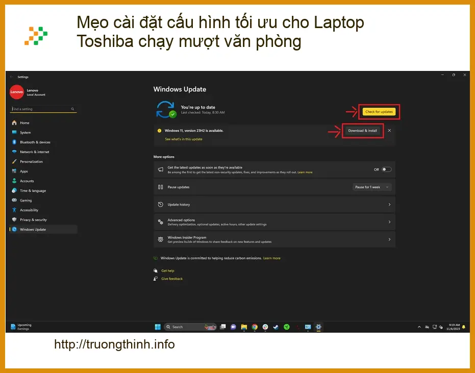 Sửa Laptop Mẹo cài đặt cấu hình tối ưu Toshiba - Hỗ trợ TPHCM