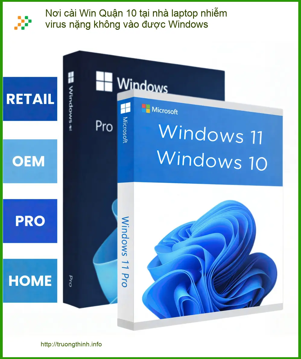 Cài Win Q.10 laptop virus nặng không vào được - Dịch vụ tận nơi lấy liền