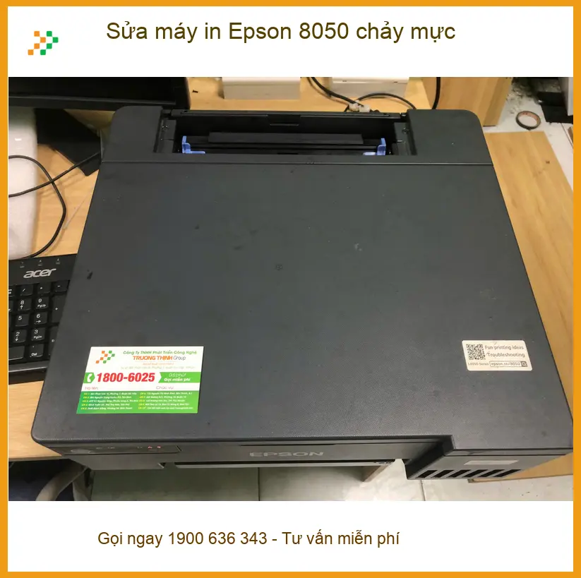 Cô Mai kinh doanh online lo lắng về dịch vụ sửa máy in Epson 8050 chảy mực Quận Bình Tân ảnh thực tế 2