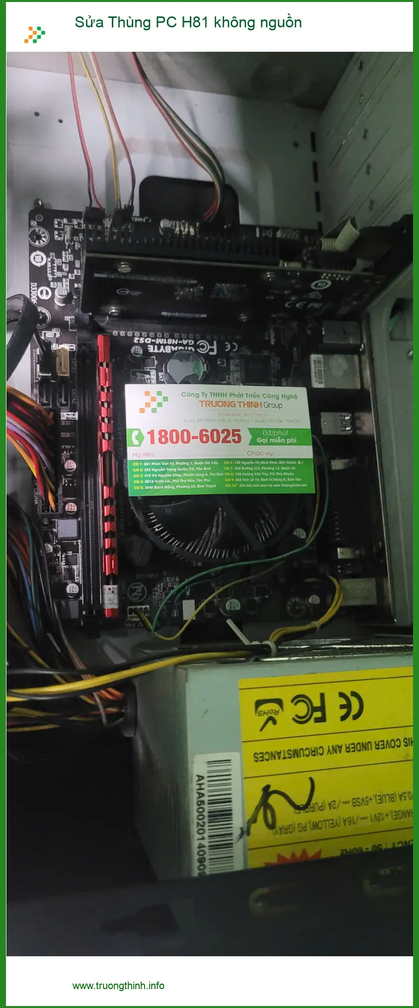 Dịch vụ sửa thùng PC H81 không nguồn Quận Bình Tân - Anh Quang lập trình viên sốt vó deadline ảnh thực tế 1