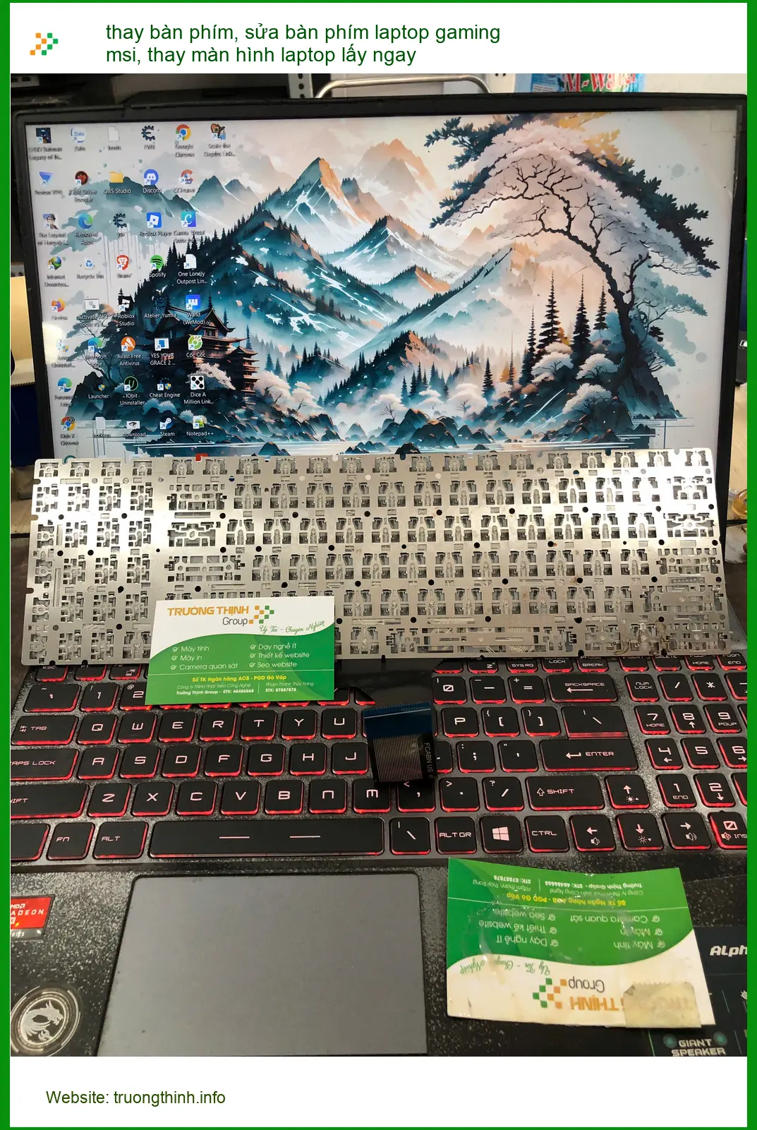 Chú Hưng kỹ sư xây dựng sửa bàn phím, thay màn hình laptop MSI Quận Bình Thạnh