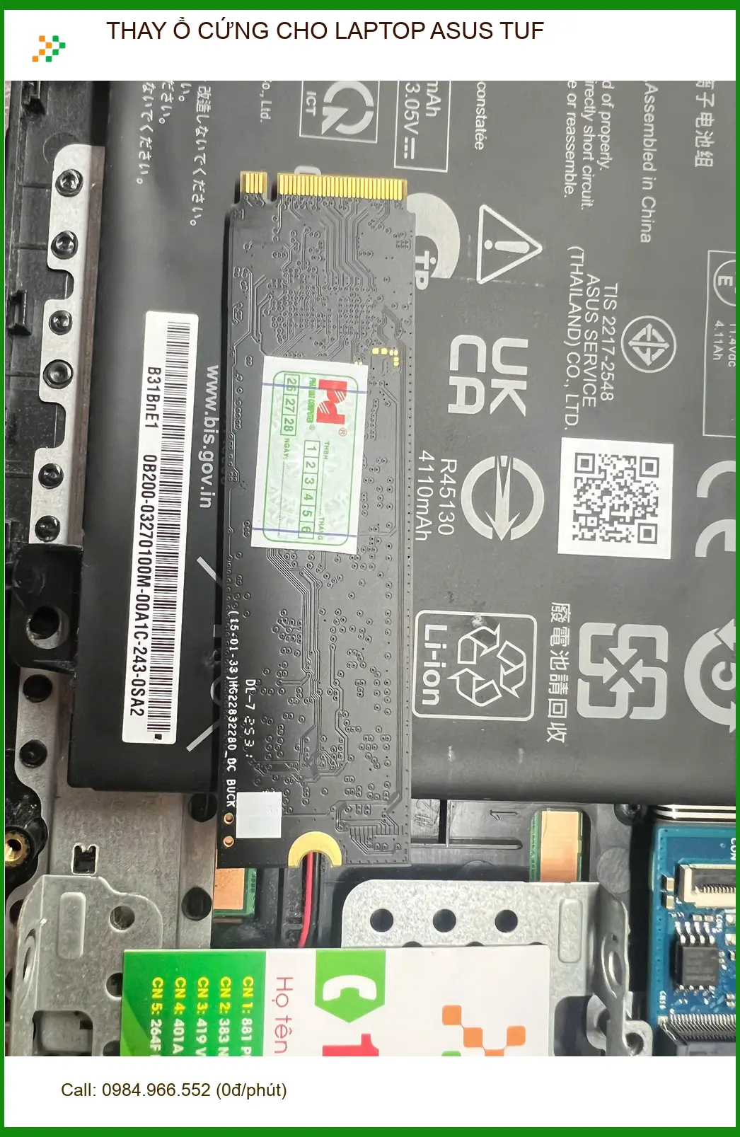 Bác Trường ở Gò Vấp tìm chỗ thay ổ cứng laptop ASUS TUF uy tín