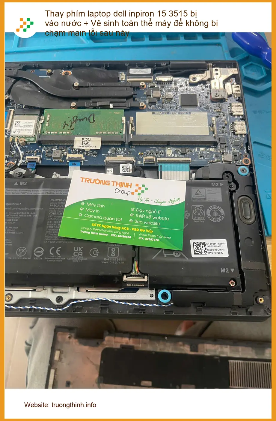 Chị Ngân ở Phú Nhuận - Sửa laptop Dell 3515 vào nước, vệ sinh máy