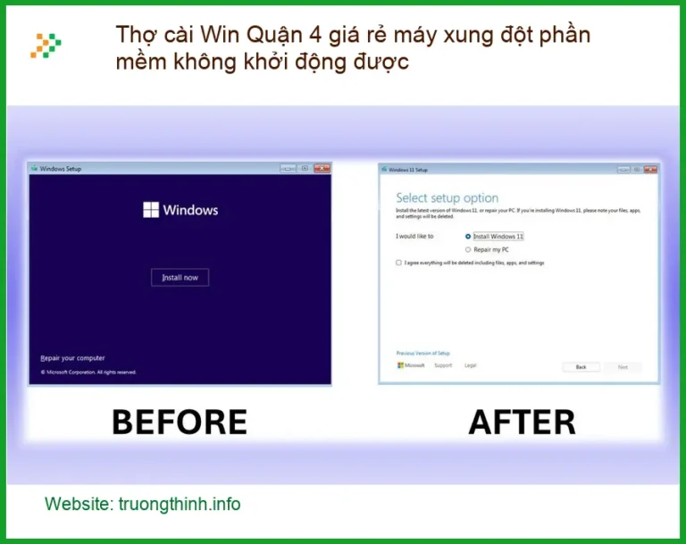 Cài Win Quận 4 máy xung đột phần mềm không khởi động được - Gọi thợ