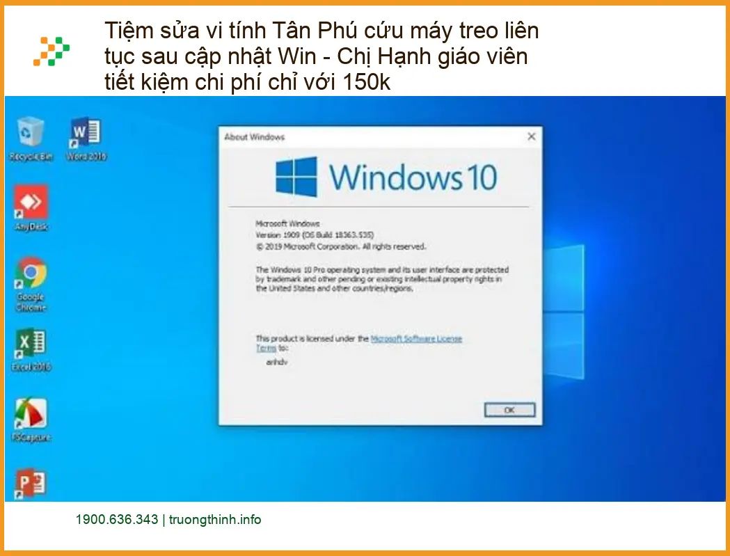 Sửa máy tính Tân Phú treo liên tục sau cập nhật Win - Tiệm sửa uy tín