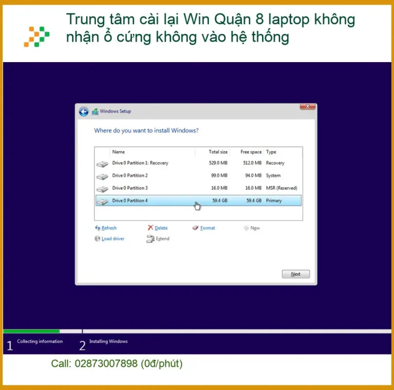 Cài lại Win Quận 8 laptop không nhận ổ cứng - Trung tâm hỗ trợ nhanh