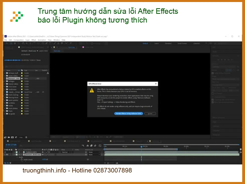 Sửa lỗi After Effects báo Plugin không tương thích - Trung tâm hỗ trợ TPHCM