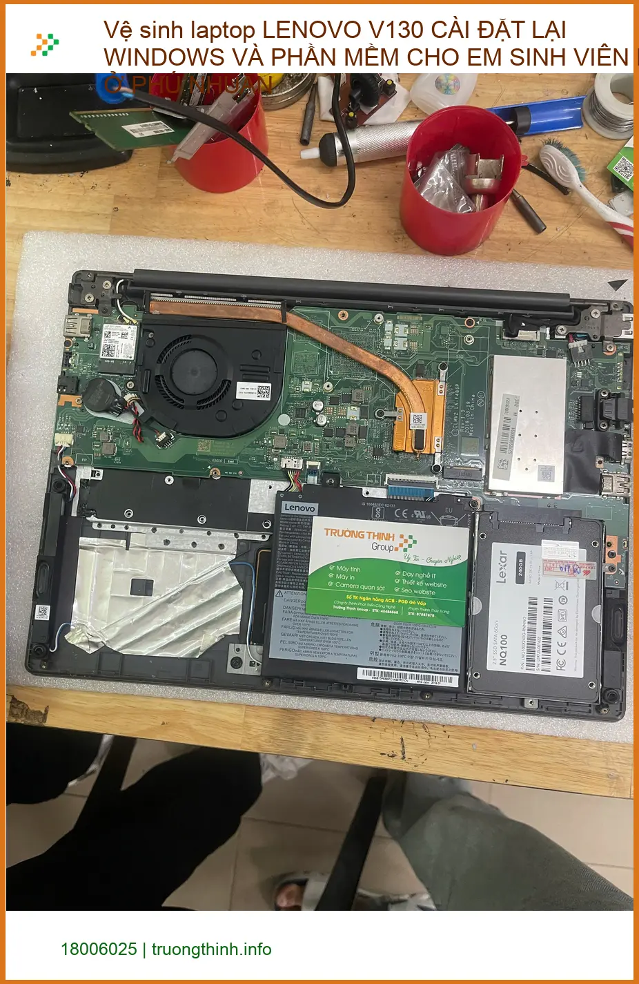 Thợ vệ sinh laptop Lenovo V130 cài Win cho Em Thảo sinh viên ở Phú Nhuận