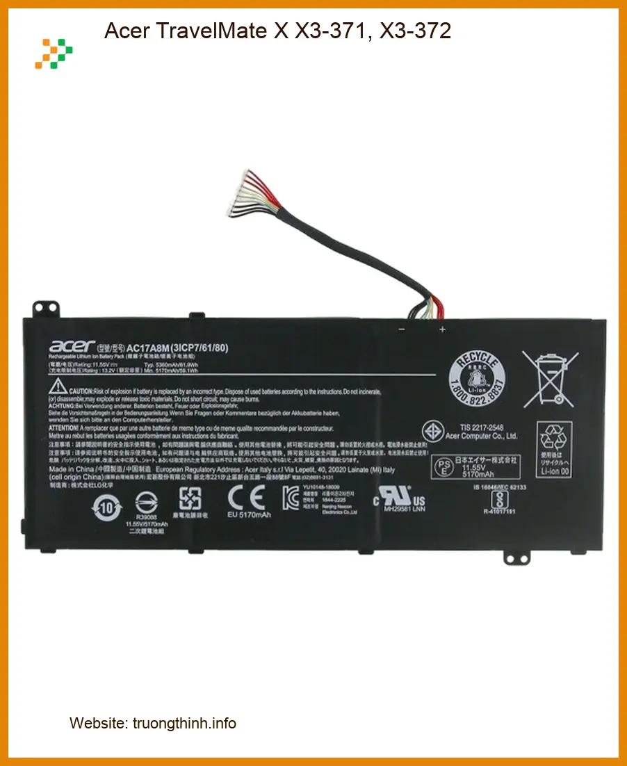Pin Laptop Acer TravelMate X X3-371 X3-372 - Thay Pin Nhanh Trong Ngày TPHCM