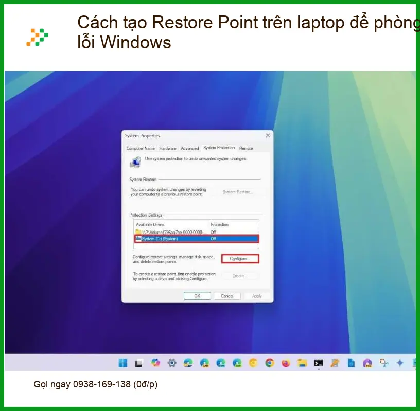 Tạo Restore Point trên laptop phòng lỗi Windows - Hướng dẫn chi tiết