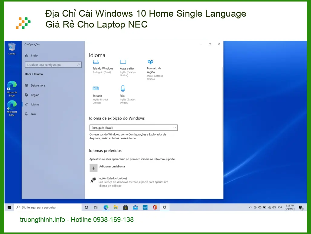 Cài Win 10 Home Single Language Giá Rẻ Laptop NEC - Địa chỉ uy tín TPHCM