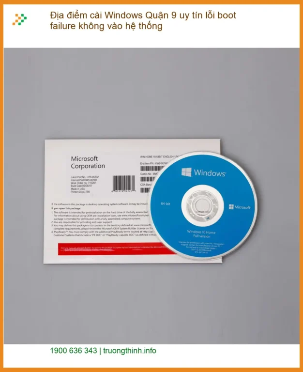 Windows Địa điểm cài Quận 9 lỗi boot failure - Trung tâm hỗ trợ gần đây