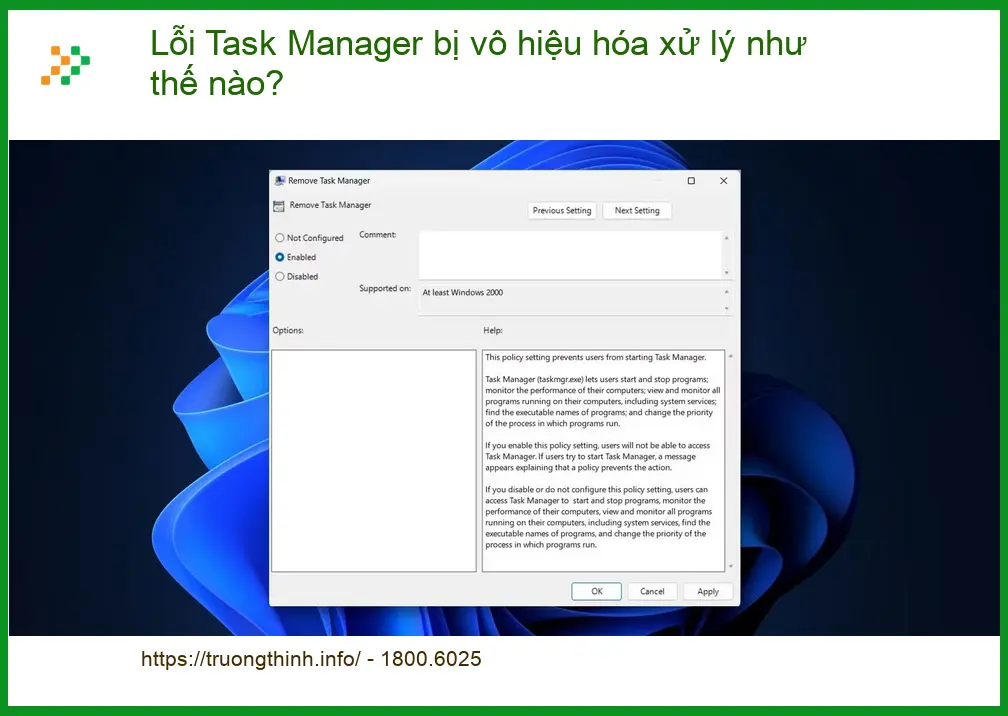 Thủ thuật Phần mềm Lỗi Task Manager bị vô hiệu hóa - Xử lý nhanh TPHCM