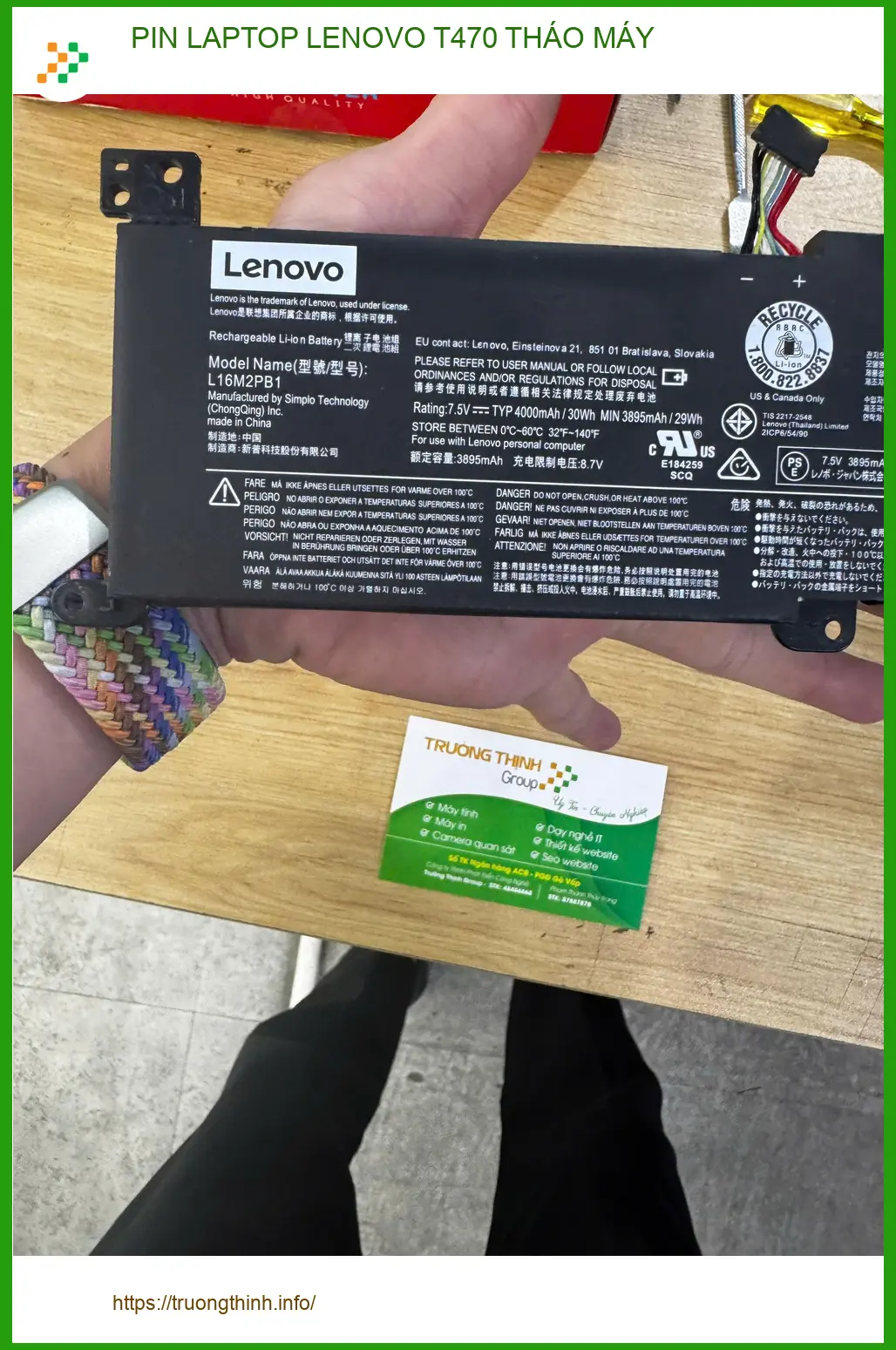 Anh Quang tìm thay PIN LAPTOP LENOVO T470 tháo máy ở Quận 10 - Xem cửa hàng uy tín ảnh thực tế 1