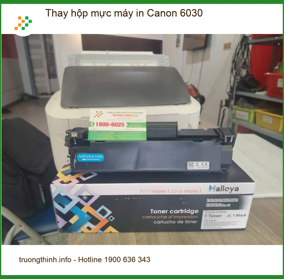 Chị An kế toán lo lắng về việc thay hộp mực máy in Canon 6030 tại Quận 7 uy tín