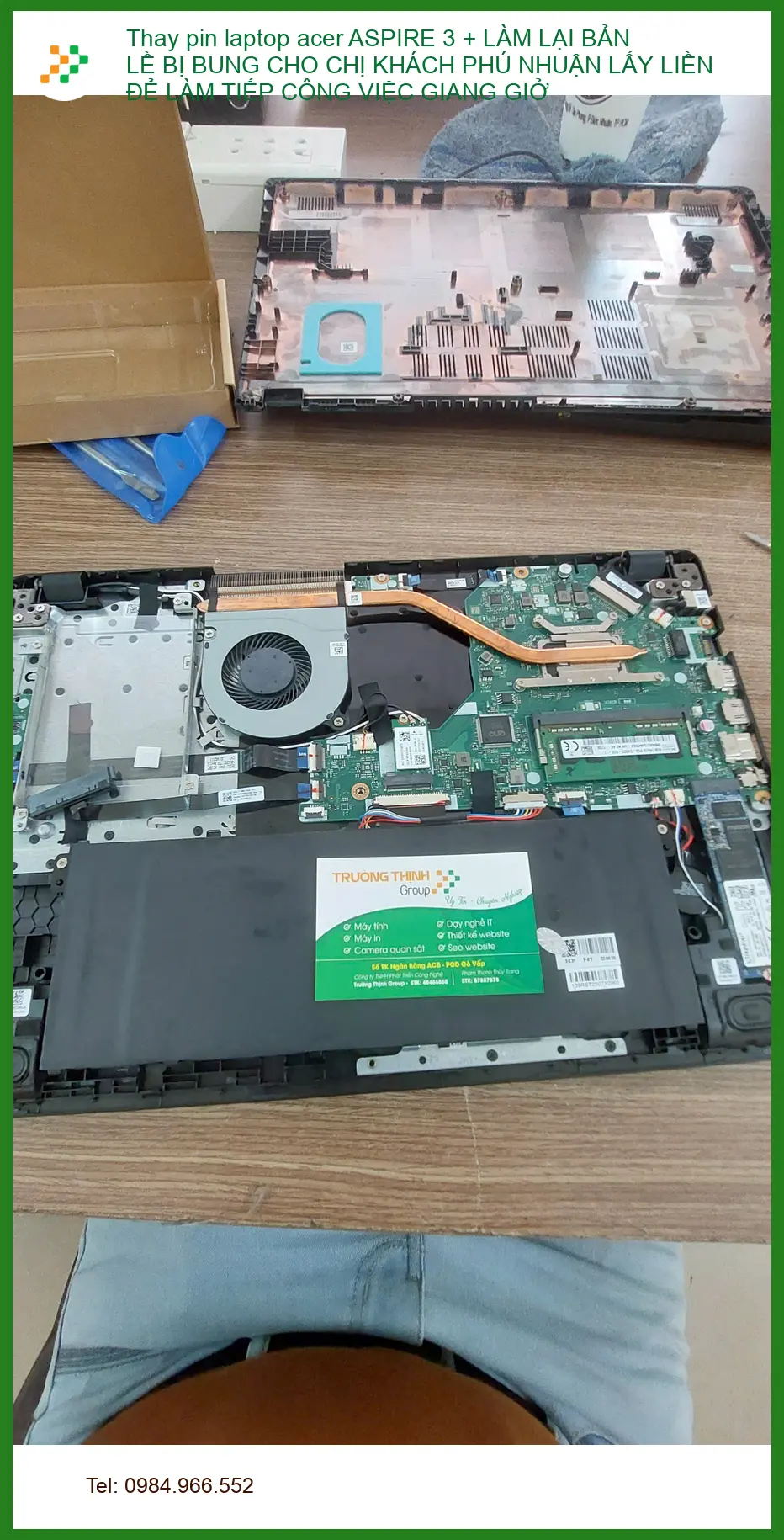 Tiệm thay pin Acer Aspire 3, làm bản lề cho chị Yến Phú Nhuận lấy liền ảnh thực tế 1