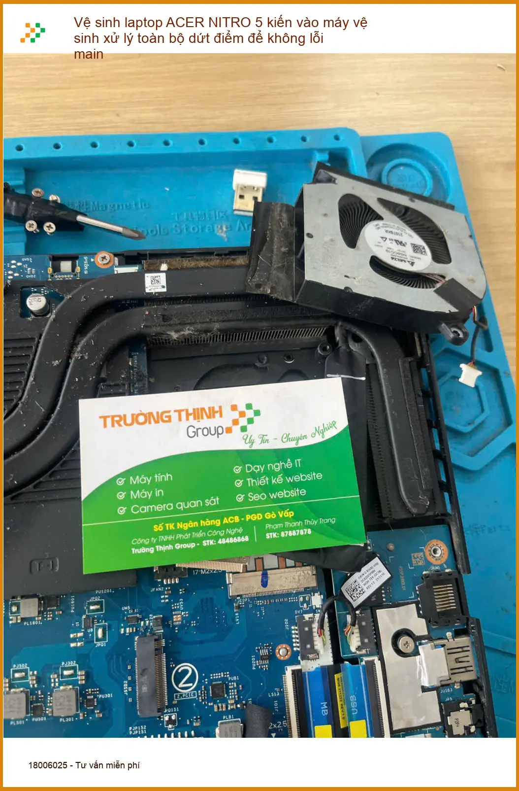 Anh Đức gamer tìm chỗ vệ sinh laptop ACER NITRO 5 kiến vào ở Phú Nhuận ảnh thực tế 1