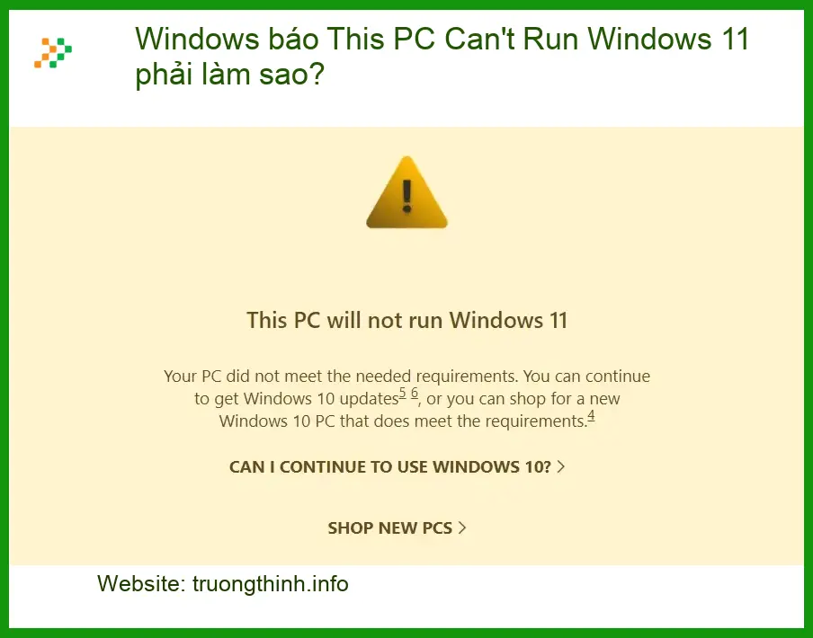 This PC Can't Run 11: Thủ thuật Windows phải làm sao? - Sửa lỗi nhanh