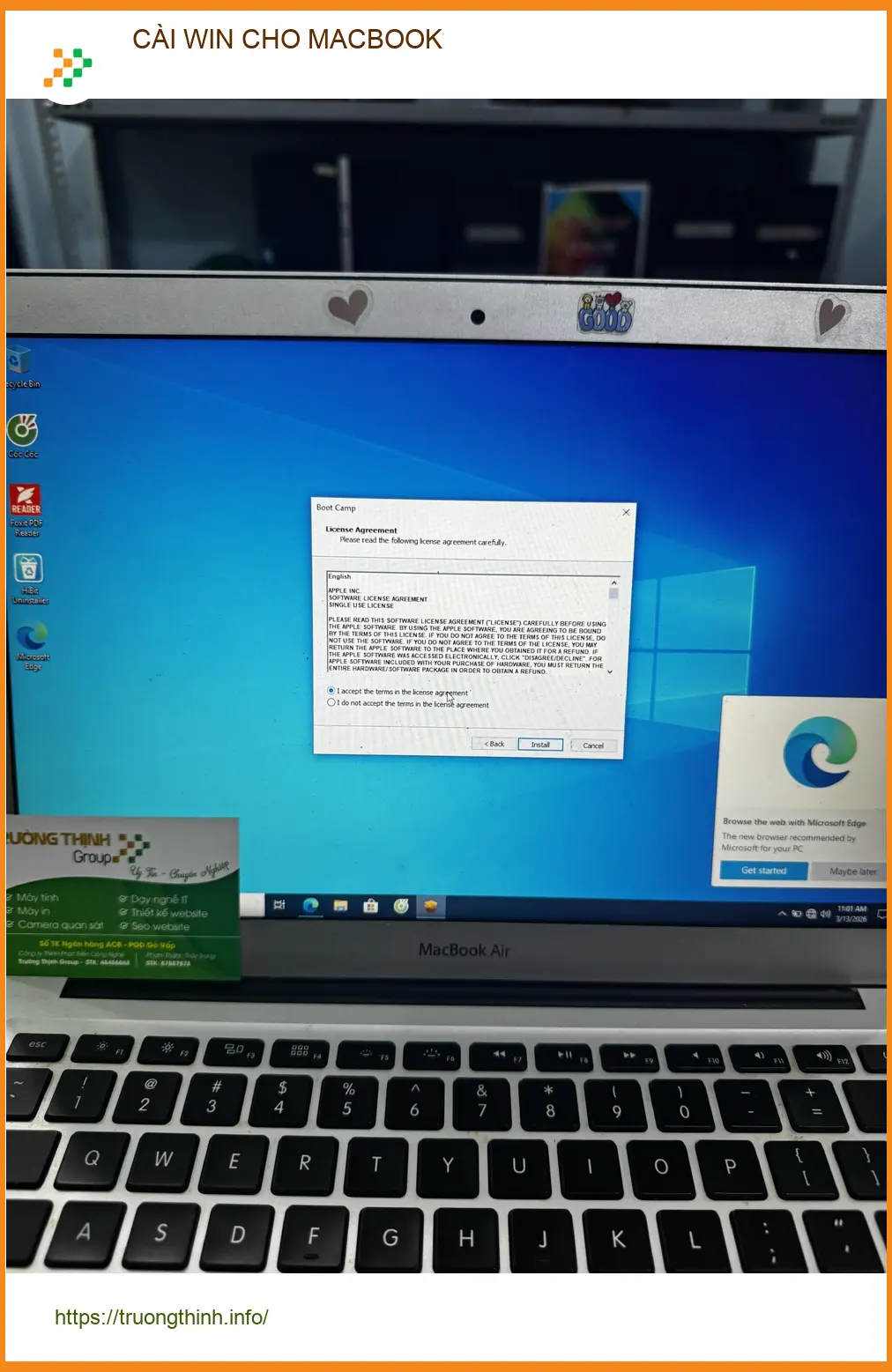 Dịch vụ cài Win cho Macbook Quận 10 - Anh Quân review cài đặt nhanh gọn