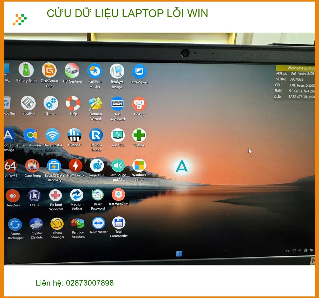 Chị Thanh Thảo kế toán cần cứu dữ liệu laptop lỗi Win Quận Tân Bình