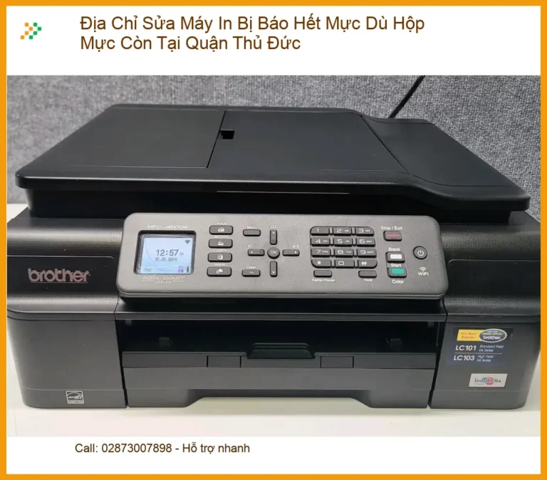 Sửa máy in báo hết mực dù hộp còn Thủ Đức - Thợ xử lý gấp