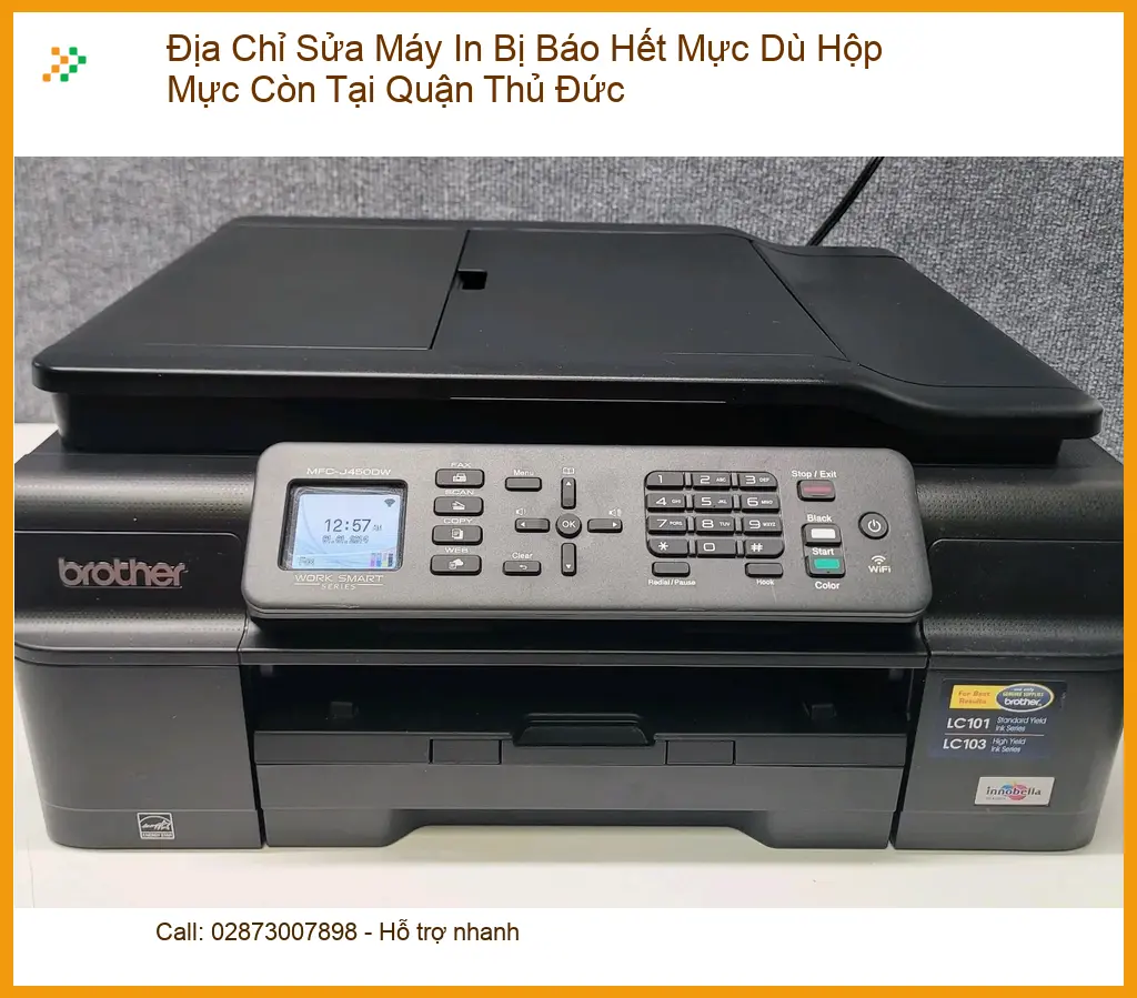 Sửa máy in báo hết mực dù hộp còn Thủ Đức - Thợ xử lý gấp