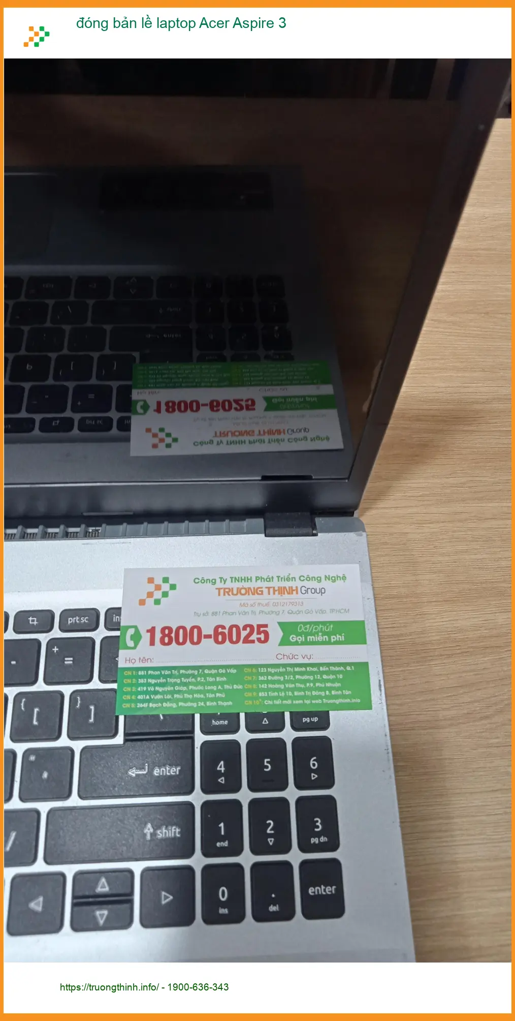 Chú Tấn chủ tiệm cà phê review đóng bản lề laptop Acer Aspire 3 Quận Tân Bình ảnh thực tế 1