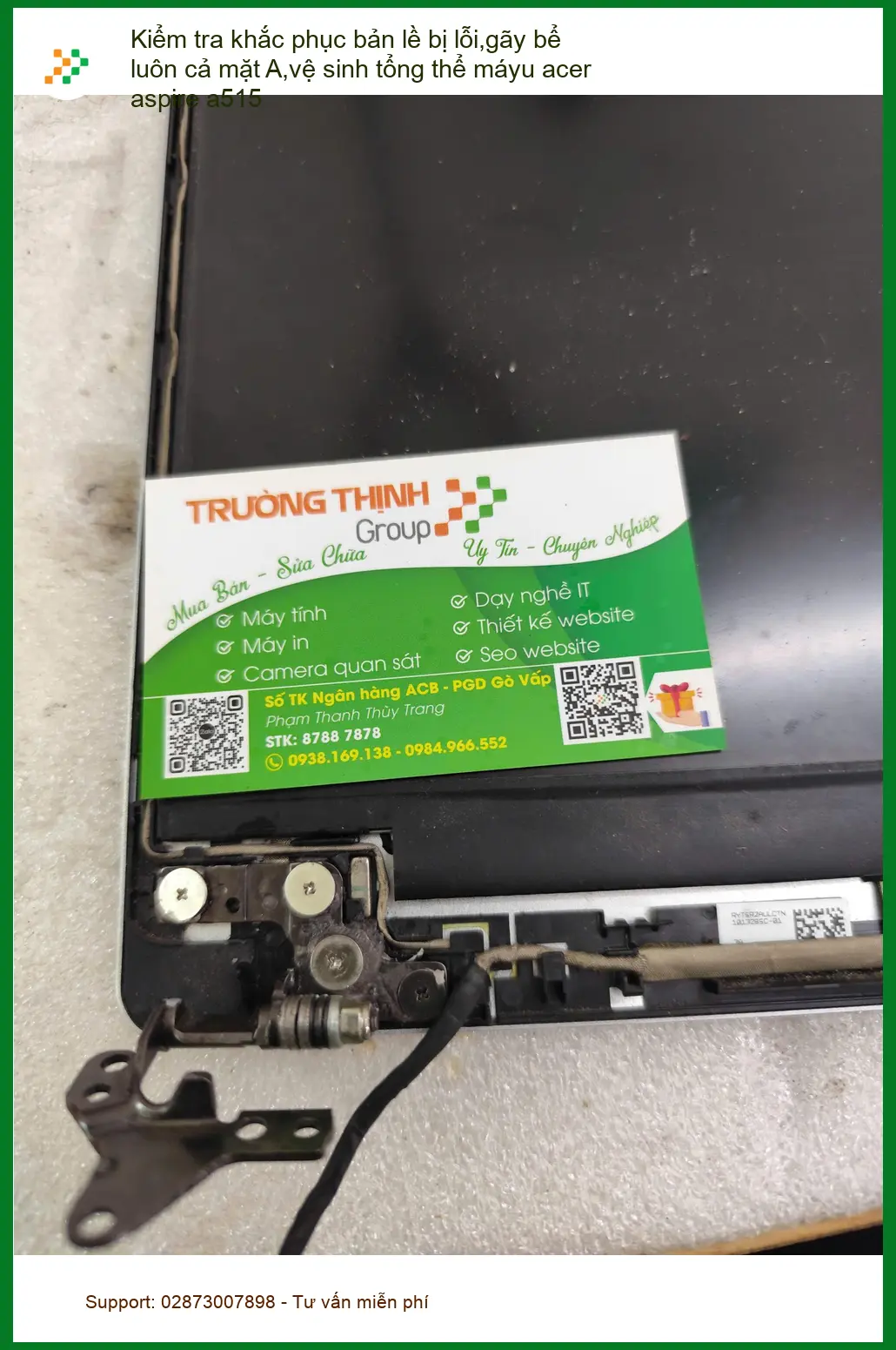 Dịch vụ sửa chữa bản lề máy Acer Aspire A515 Quận Phú Nhuận - Bạn Hạnh
