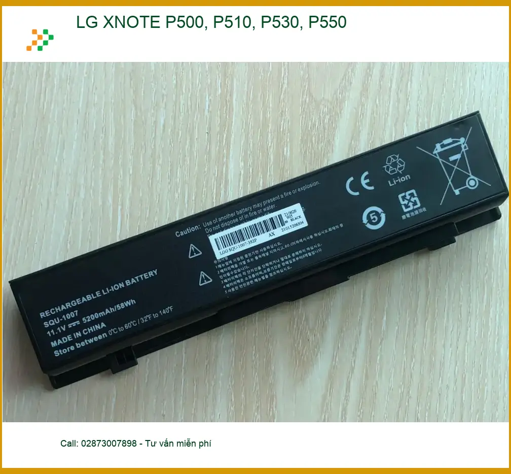 Pin Laptop LG XNOTE P500, P510, P530, P550 - Thay Nhanh TPHCM - Giá Tốt