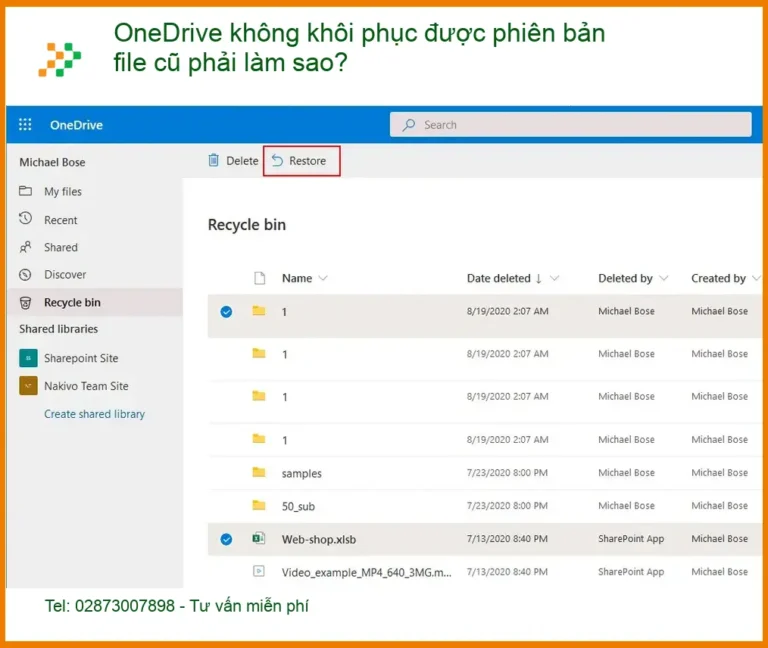 Văn phòng OneDrive không khôi phục được phiên bản file cũ - Cách tự xử lý tại nhà