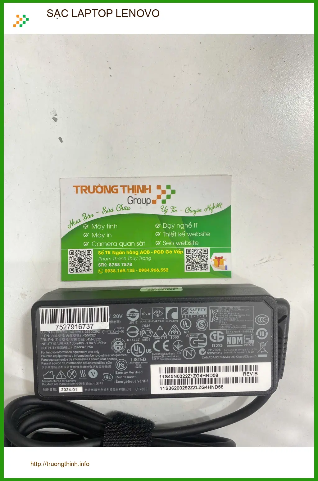 Cô Tuyết giáo viên ở Gò Vấp tìm địa điểm sạc laptop Lenovo uy tín ảnh thực tế 2
