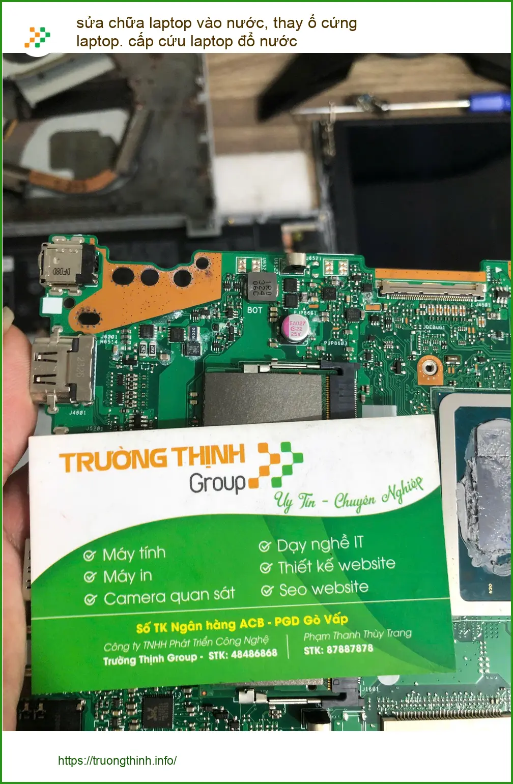 Anh Quân tìm chỗ sửa laptop đổ nước, thay ổ cứng Quận Bình Thạnh