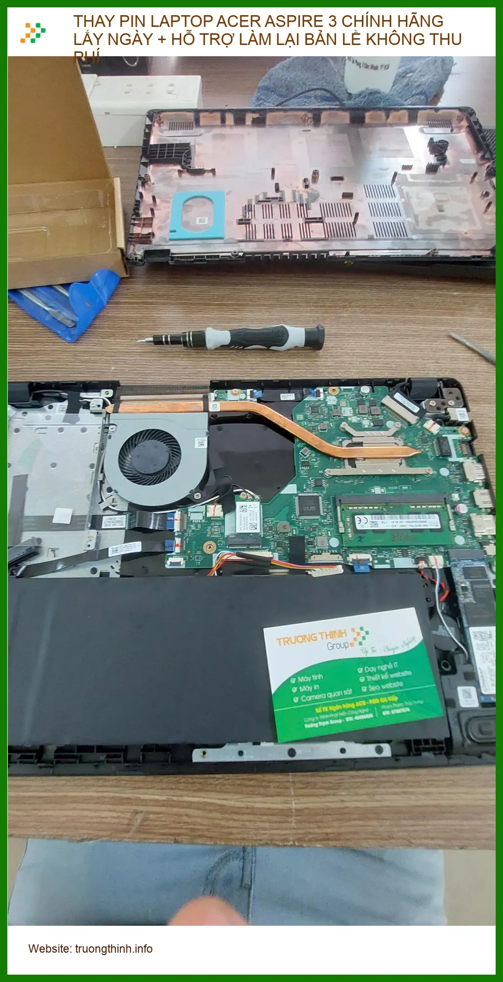 Anh Khải tìm dịch vụ thay pin Acer Aspire 3 lấy ngay tại Phú Nhuận ảnh thực tế 1