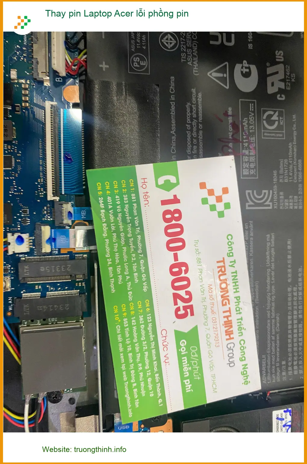 Chú Long lo lắng: Dịch vụ Thay pin Laptop Acer lỗi phồng Quận 7 lấy ngay ảnh thực tế 2