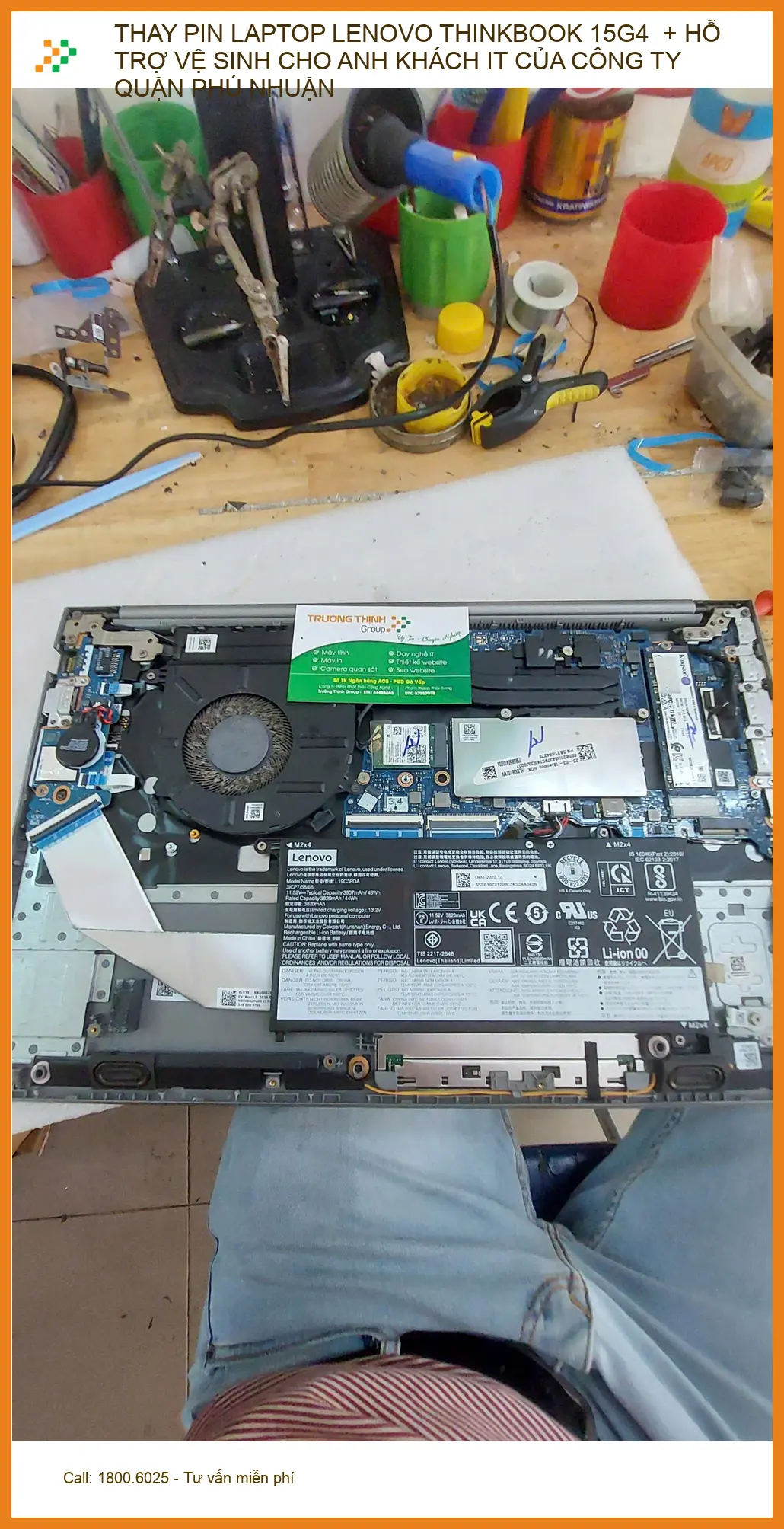 Anh Khải quản lý dự án Q.Phú Nhuận thay pin Lenovo ThinkBook 15G4 ảnh thực tế 1