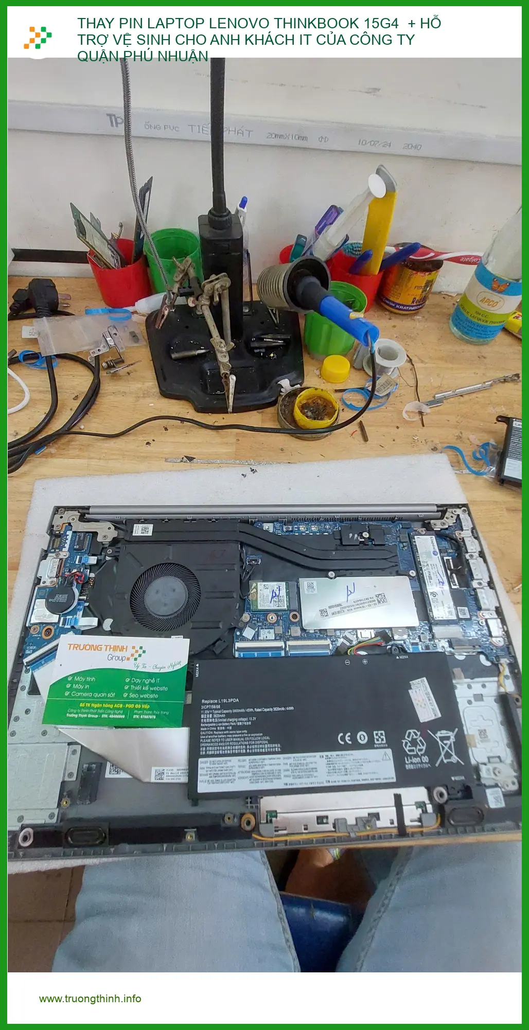 Anh Khải quản lý dự án Q.Phú Nhuận thay pin Lenovo ThinkBook 15G4 ảnh thực tế 2